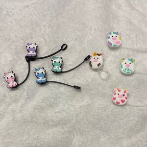 Colorful Cow straw toppers
